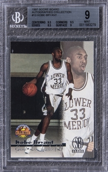 1997 Score Board Autograph Collection #13 Kobe Bryant Rookie Card - BGS MINT 9